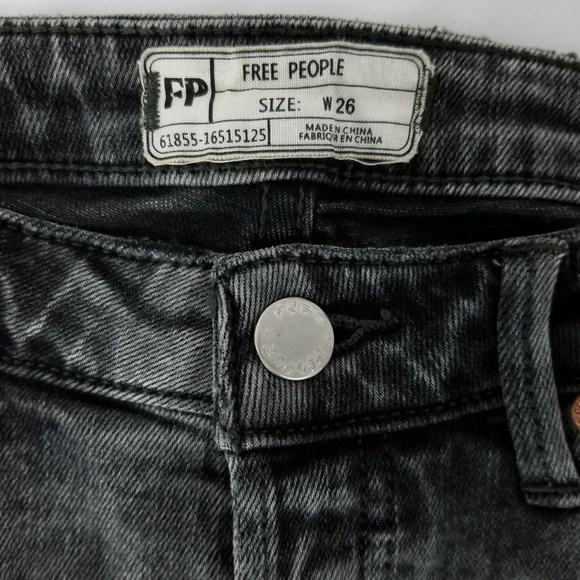 Free People Skinny Ankle Jeans Black Button Fly 26 - Picture 5 of 8